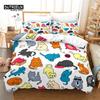 Cute Cartoon Cat Duvet Cover Funny Cats Bedding Set Microfiber Animals Comforter Cover With Pillowcases Twin Full For Kids Teen