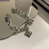Silver Color Vintage Punk Chain Bracelet for Women Men Niche Design Square Ball Pendant Bracelets Party Jewelry Gifts