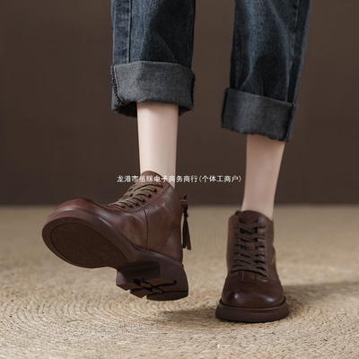 Brown Velvet British Martin Boots Women's 2025 Autumn New Short Women's Boots Casual Versatile Retro Short Boots