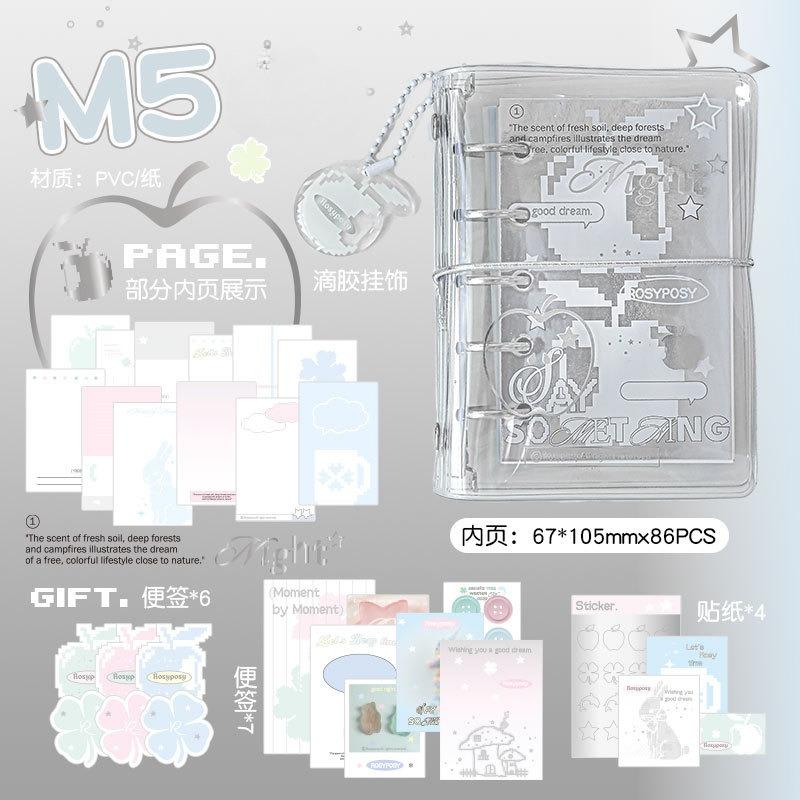 RosyPosy soft set APPLE series M5 handbook, clear pvc loose-leaf strap notebook portable book