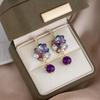 Niche Design Stud Earrings Female Purple Butterfly Flower Crystal Fringed Earrings Diamond Pearl Unique Earrings