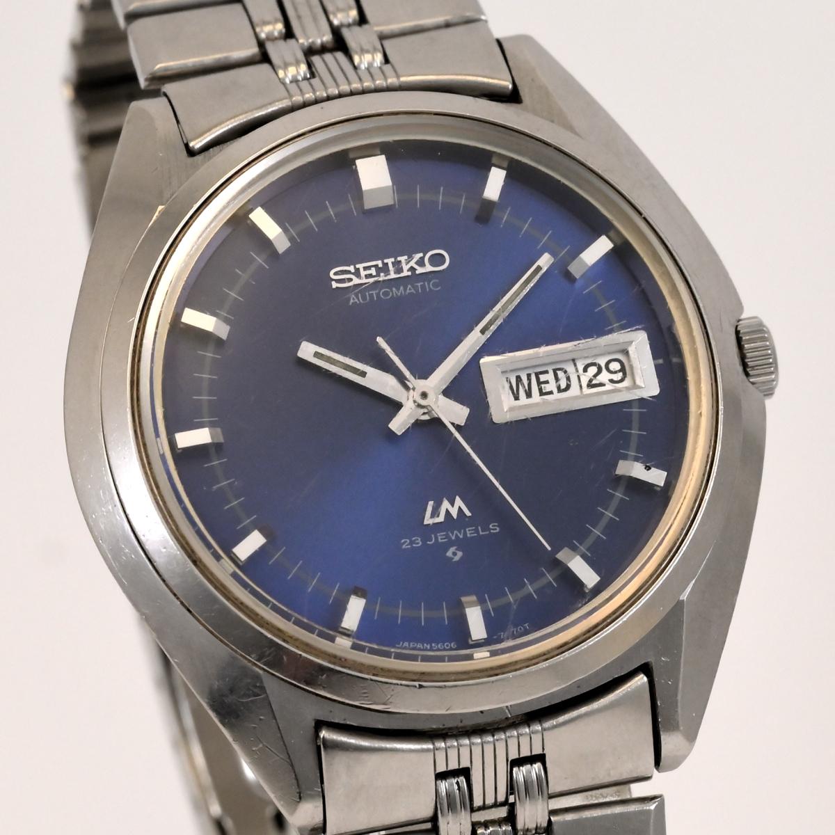 

[Used]Vintage SEIKO LORDMATIC 23J Blue Dial Automatic Date Ref.5606-7190