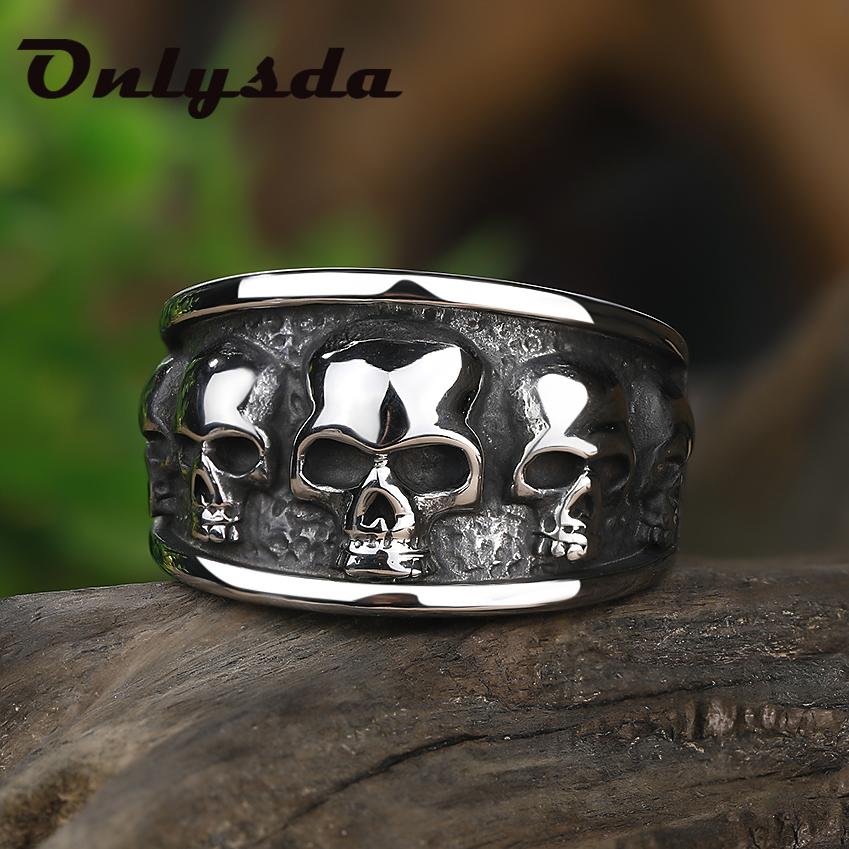 Free Shipping Style Stainless Steel Gothic Accessories Lost Skull Ring Anel Masculino Punk Jewelry Boyfriend Gift OSR731