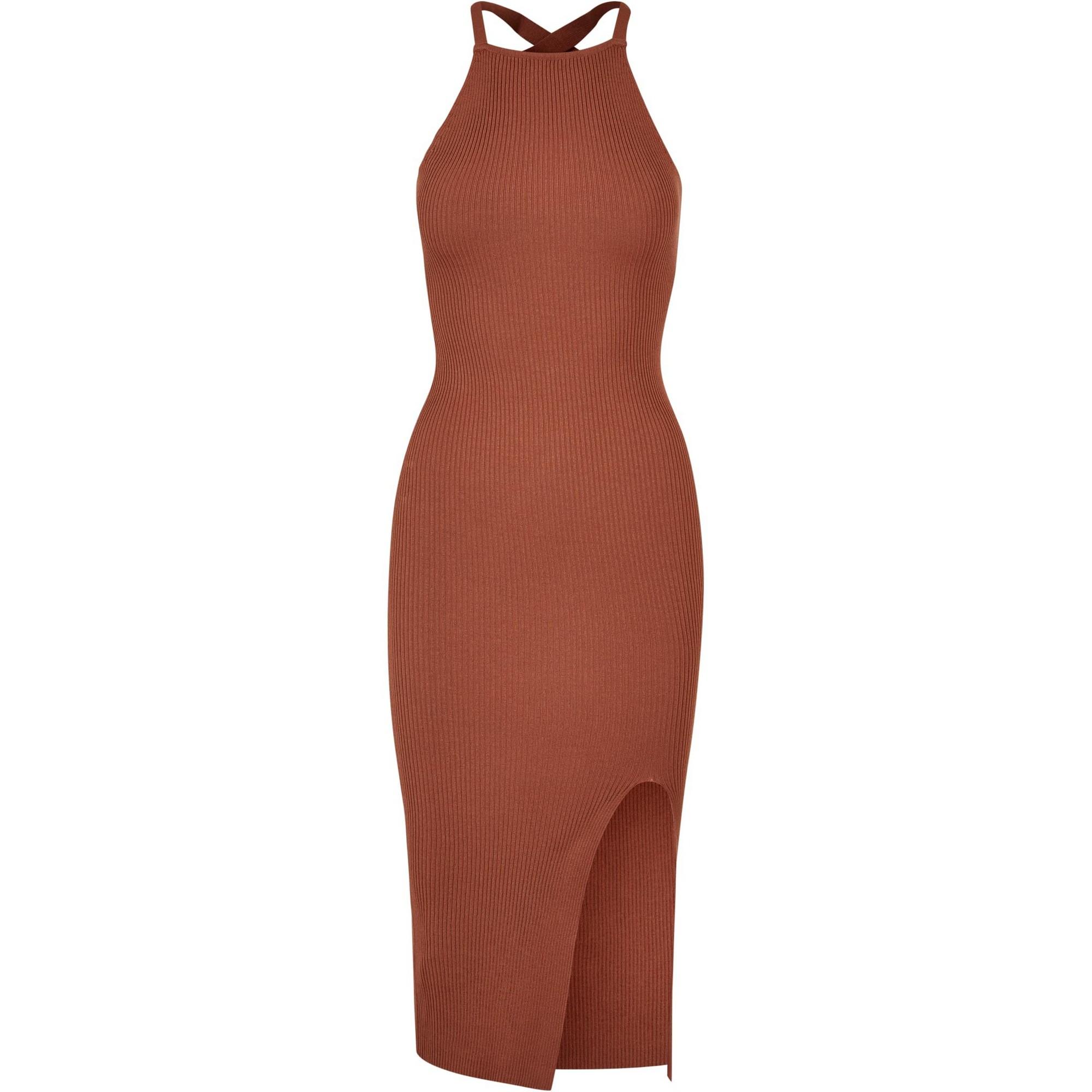 Abito Lungo A Coste Urban Classics - Vestito Donna Aderente Con Volant - Minivestito Elasticizzato