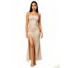 Europäisches und amerikanisches halbhohes Langarmkleid für Damen, figurbetont, mit Schlitz vorne