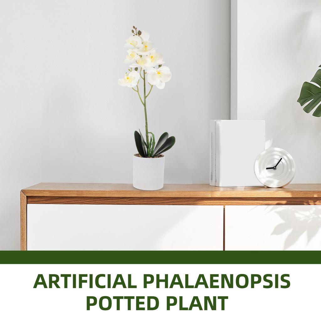 Simulated Artificial Phalaenopsis Orchid in Pot Realistic Fake Potted Plant Decor for Home Office Living Room Bedroom Kitchen