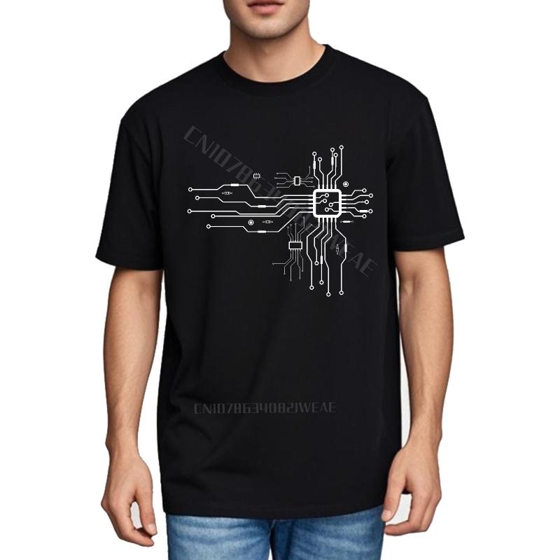 Tshirt Men Oneck Solid Color Tshirt Circuit Board Design On Shirt Daily Wear Lightweight Tee Anime Crew Neck Tshirt Adult