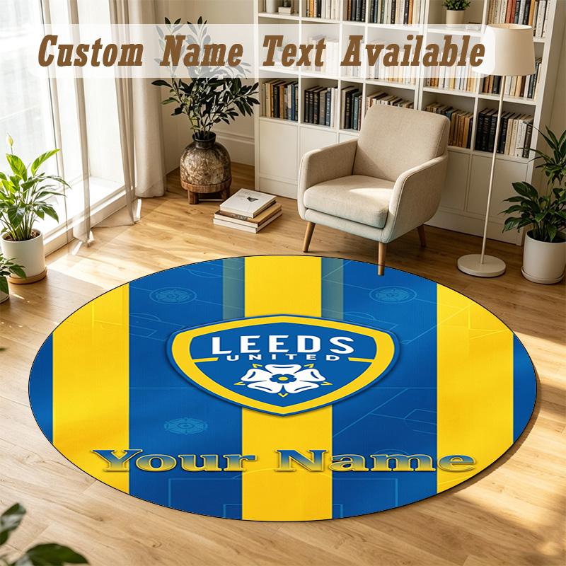 Round Rug Custom NameLeeds United Pattern Non Slip Carpet Home Floor Decor