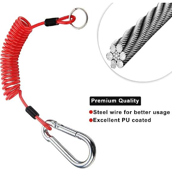 FizLig 6Ft Breakaway Trailer Cable 4 Pack - Coiled Spring Wire, Emergency Brake Safety Cable For RV Camper 5Th Wheel Trailer Towing Accessories