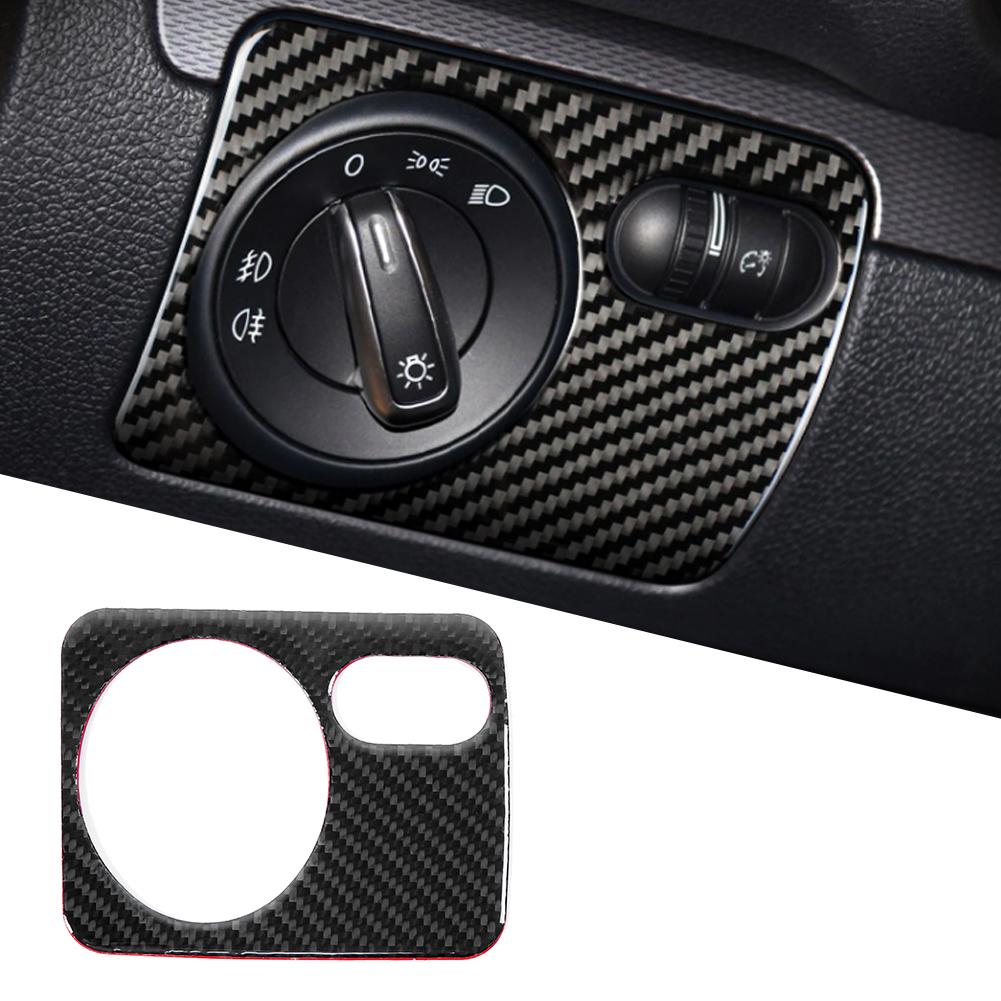 Carbon Fiber Headlight Switch Panel Frame Cover Trim Car Interior Decoration