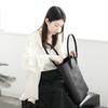 KLON STORAGE PORTRAIT TOTE BAG -VNM- LEATHER, Black, Perfect for Business, Commuting, and School, Made of Genuine Leather. Multi-functional.