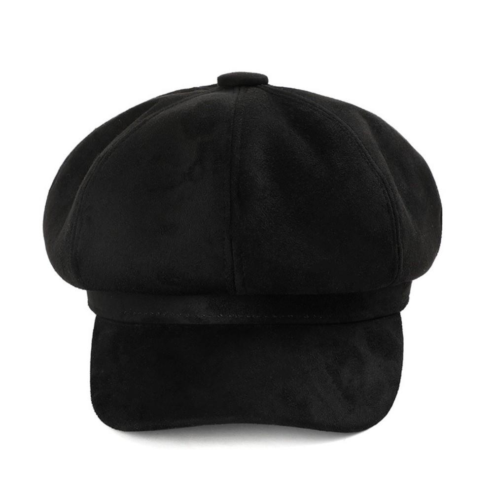 Korean Style Suede Octagonal Hat Solid Color Painter Cap Casual Newsboy Cap  Daily