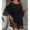 Spalline in pizzo traforato Copricostume da bagno con protezione solare in tinta unita alla moda sexy