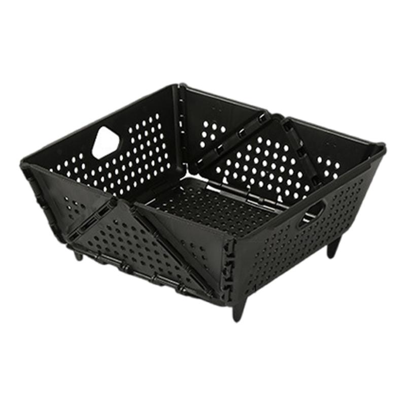 

Складывающийся кухонный дуршлаг с автоматическим сливом, штабелируемая корзина для хранения для мытья продуктов, овощей, ягод, пасты чёрный