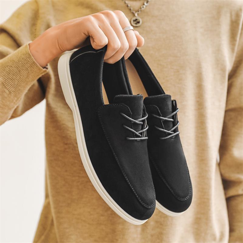 2025 Spring Summer Casual Shoes for Men Soft Lace-up Suede Loafers Men British Style Flats Driving Shoes Man mocasines de hombre