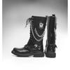Men's Fashion Motorcycle Boots Mid-calf Breathable Combat Boots Gothic Belt Punk Boots Mens Shoes Hightop Casual Steel Toe Shoes