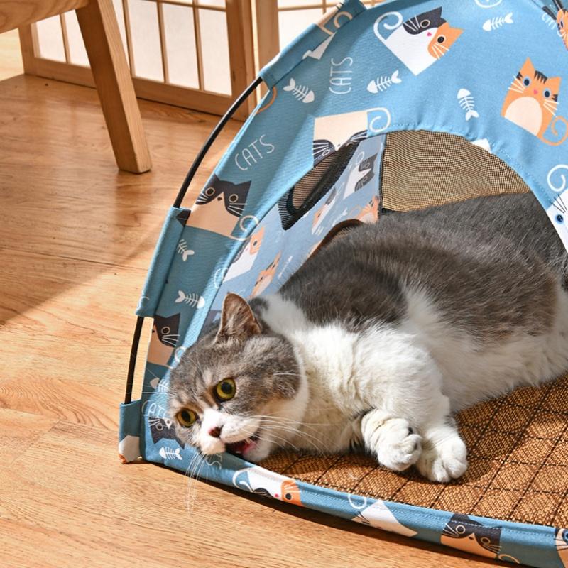 Foldable Cat House Pet Tent Four Seasons Universal Cat and Dog Pet Nest Summer Cool Mat Outdoor Portable Foldable Breathable