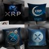 XXRP Cryptocurrency Luxury Cushion Cover Natural Linen Organic Fabric DoubleSided Printing Sofa Home Decor Gift Pillow Case