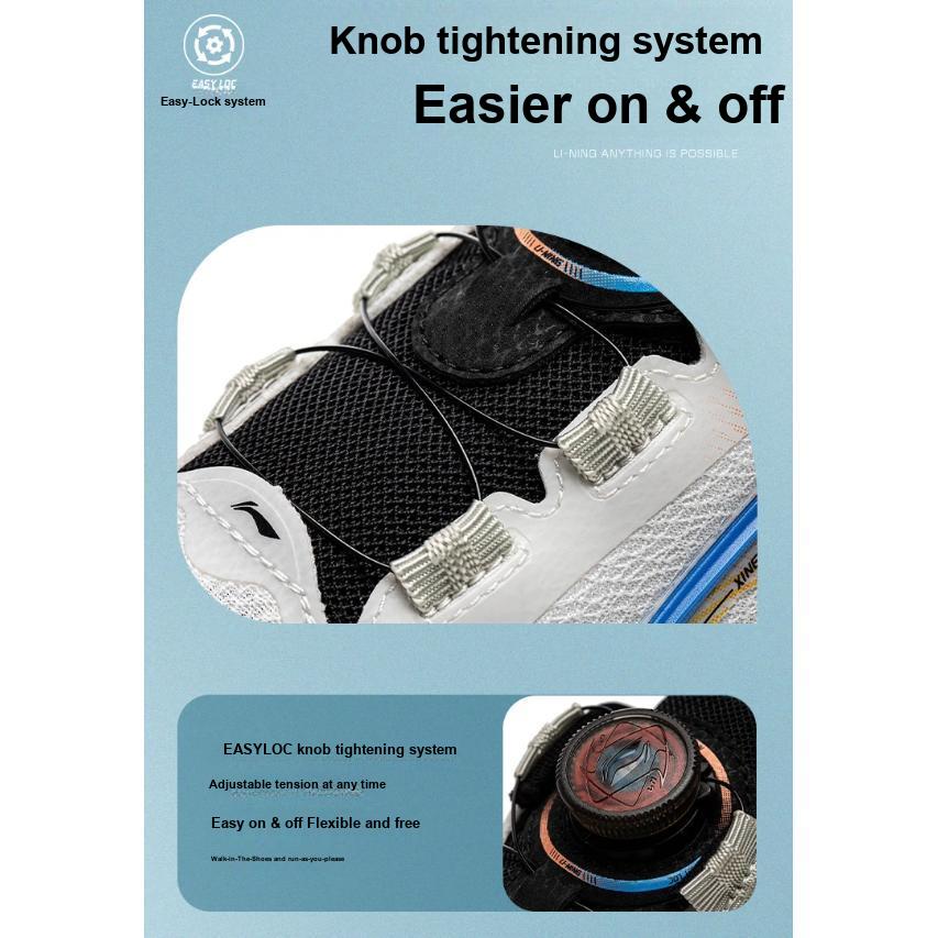 Li Ning Kids Logo Letter Color Block Quick Easy On Off Rebound Support Stability Low Top Kids Running Shoes Kids Running Shoes YKFU060-1