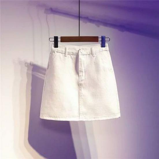 Plus Size Denim Midi Skirt - High Waist Casual Spring/Summer A-Line Bodycon Skirt for Women