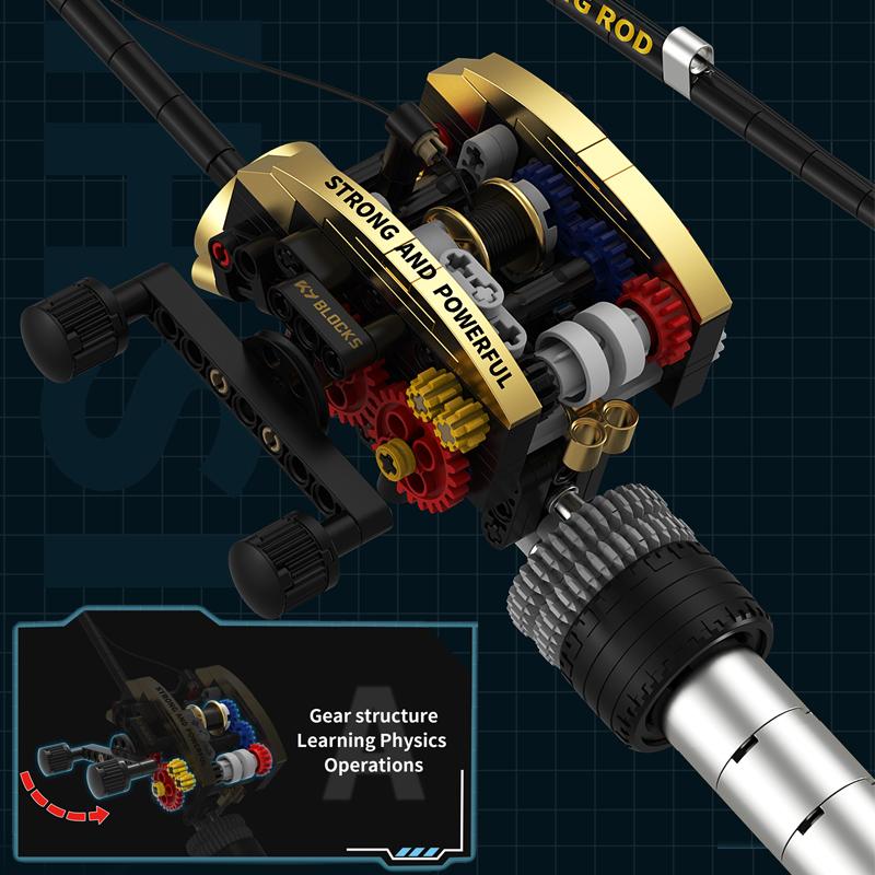 Fishing Rod MOC Building Blocks Technology Machinery Series Assembly Simulation Model Multi Shaped Fishing Bait Creative Gift