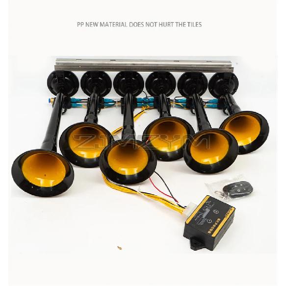 Car Music Horn Six Tube Thirty-Six Tone Truck Train Electronic Control Metal Tube Music Air Horn With Button Cars Accessories
