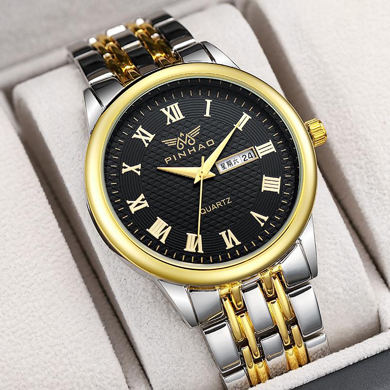 Watch Men S Watch Men S Watch Steel Strap Watch Double Calendar Quartz Watch Fashion Hand