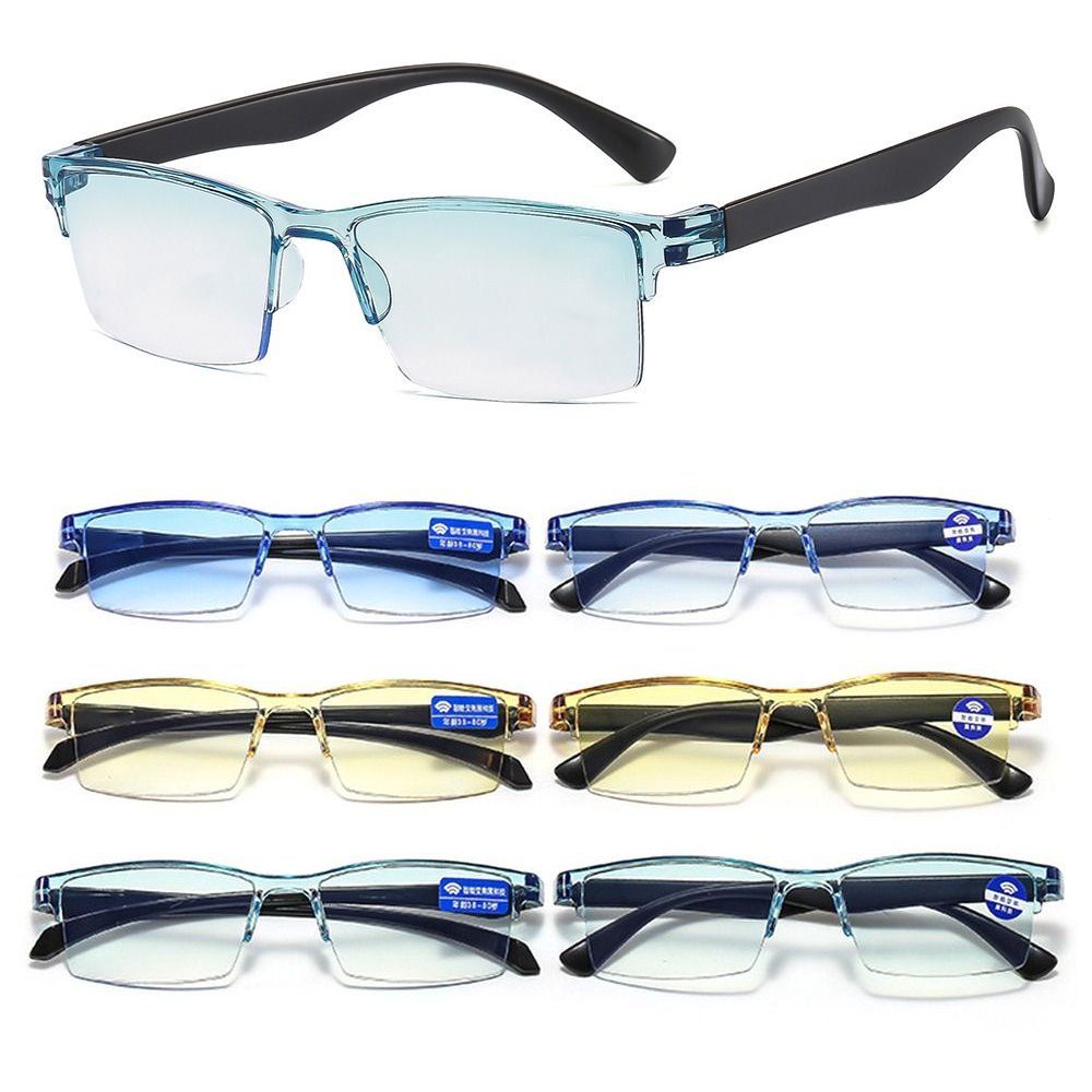 Smart Automatic Zoom Reading Glasses Anti Blue Ray Autofocus Reading Glasses Half-Rim Near Far Computer Glasses For +100-+400