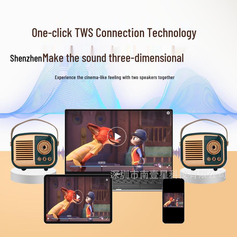 Retro Mini Portable Bluetooth Speaker with Card Slot - Wireless and High-Value Gift