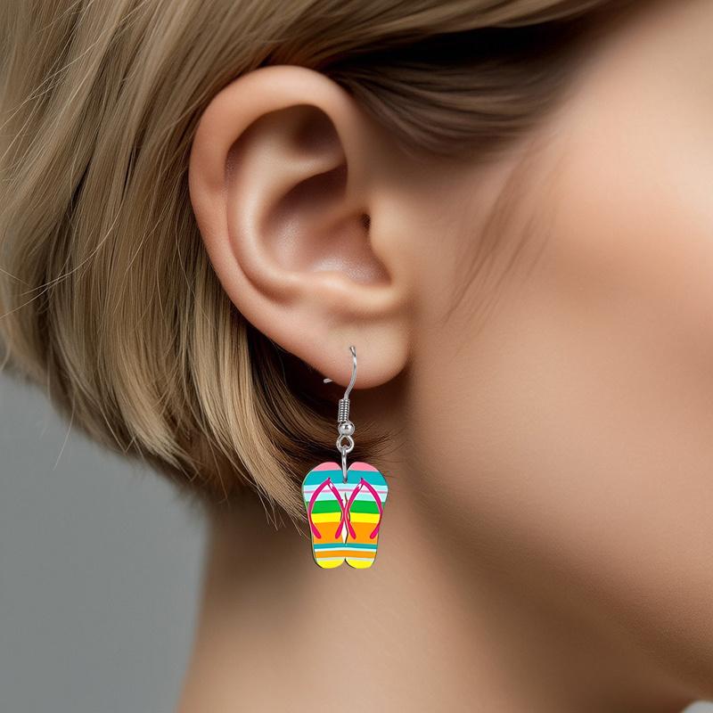 2D Flat Hawaiian Summer Earrings Slippers Acrylic Earrings Fashion Jewelry Elegant Earrings Party Earrings