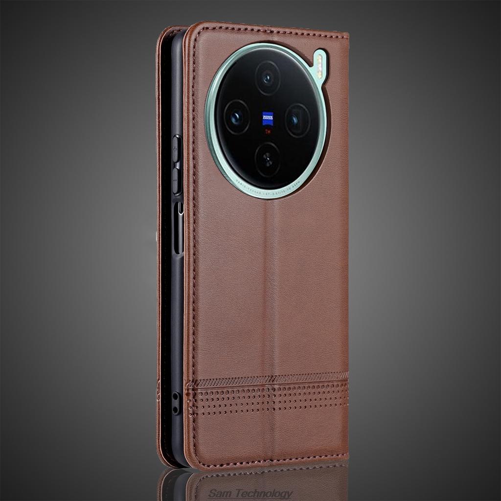 Deluxe Magnetic Adsorption Leather Fitted Case for Vivo X100s X 100s Flip Cover Protective Case Capa Fundas Coque