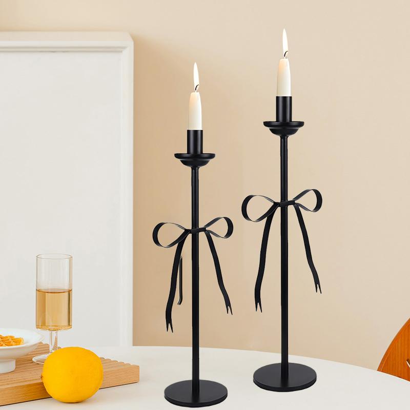 Iron Art European Style Living Room Candle Holder Desktop Ornaments Black Chic Candlestick Decorative Home Decoration