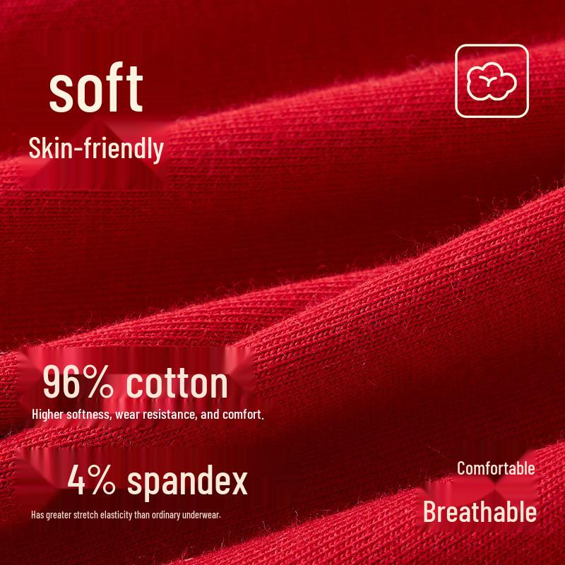 A-grade pure cotton red underwear for teenage boys (15-18) during growth spurts; autumn/winter, non-chafing, zodiac-themed.