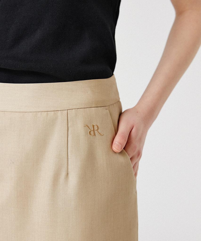 WEREVE Line Midi Skirt_Beige