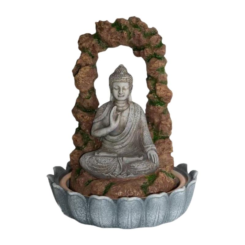 

Handcrafted Resin Solar Buddhist Sculpture Statue Weather Resistant Yard Ornament Suitable For Patios Landscape Design 1