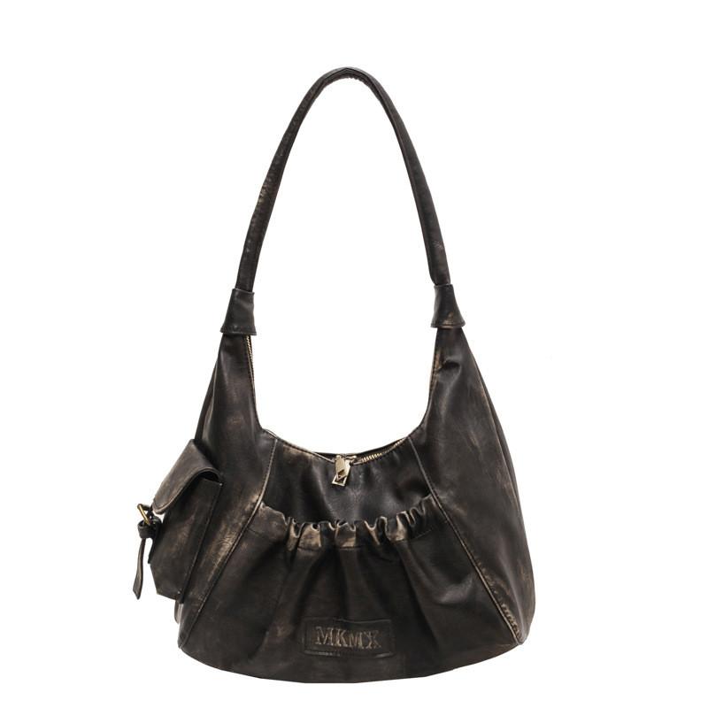 Ielgy High-End Retro Hot Girl Underarm Bag Melade Color One-Shoulder Pleated Dumpling Bag