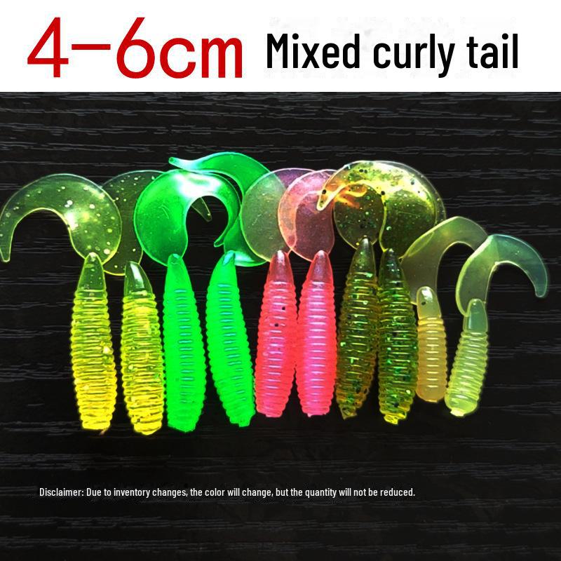 T-Tail Soft Bait Freshwater Fishing Lure Set with Lead Head Hooks for Long-Distance Casting, Bass Fishing, and Micro-Object Tactics.