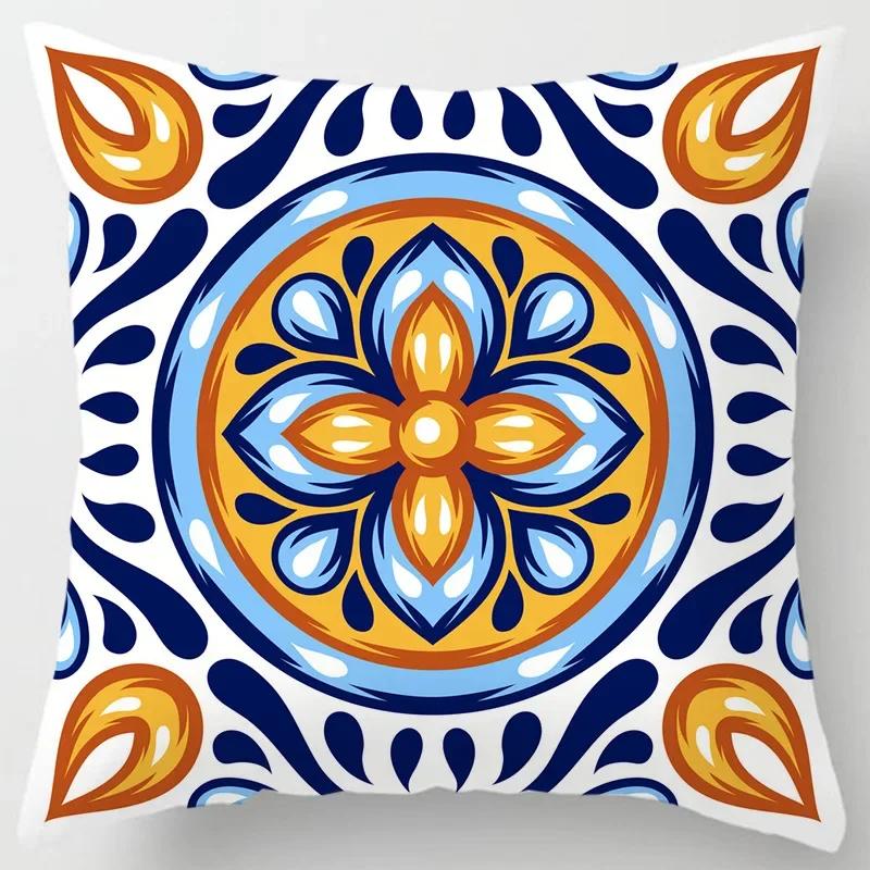 Colorful National Floral Antique Porcelain Print Pillowcase Comfortable Sofa Car Seat Cushion Cover Bohemian Hippie Home Decor