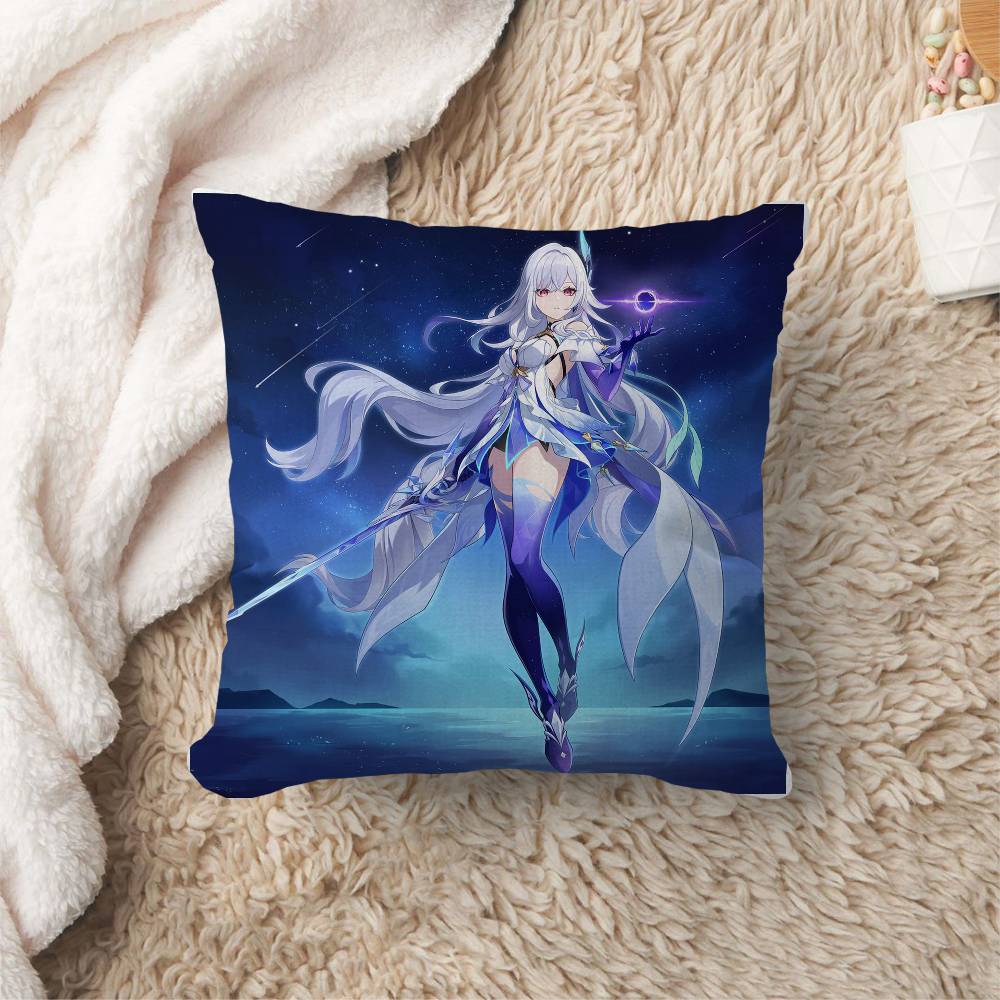 Game Genshin Impact Skirk Cushion Cover Polyester Sofa Cushions Decorative Throw Pillows Home Decoration Pillowcover