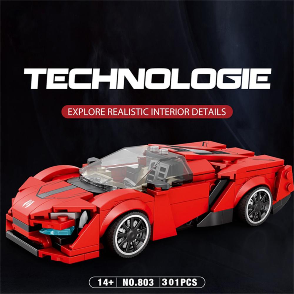 Red Sports Car Building Block 301PCS City Vehicle Classic Racing Car Model Bricks Toys  Creative Collention Gift