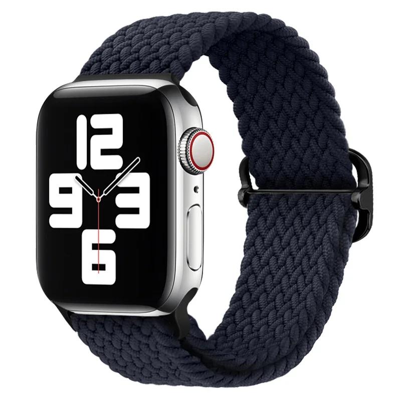 Geflochtener Solo Loop für Apple Watch 10 Band 42 mm 46 mm 45 mm 44 mm 40 mm 9 8 7 6 5 4 SE 2 Verstellbares elastisches iWatch Ultra Nylonband
