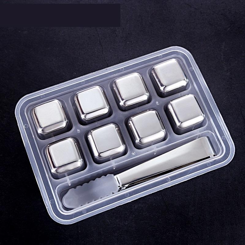 4/6/8 Stück Edelstahl Eiswürfel Set Wiederverwendbare Kühlsteine für Whiskey Wein Weinkühlwürfel Kühlstein Party Bar Werkzeug