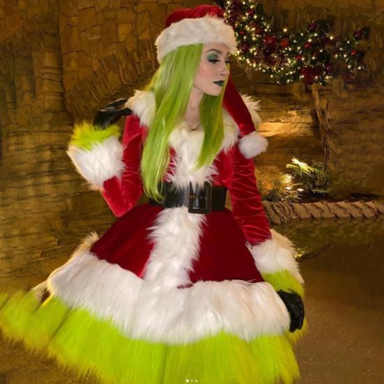 Christmas Dress for Women 2 Pcs Mrs. Claus Outfits And Hat
