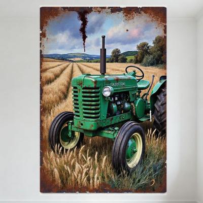 Vintage australský zelený traktor kovový plechový cedule rustikální pšeničné pole retro umění nástěnná dekorace pro pánský doupě bar dům kavárna dekorace