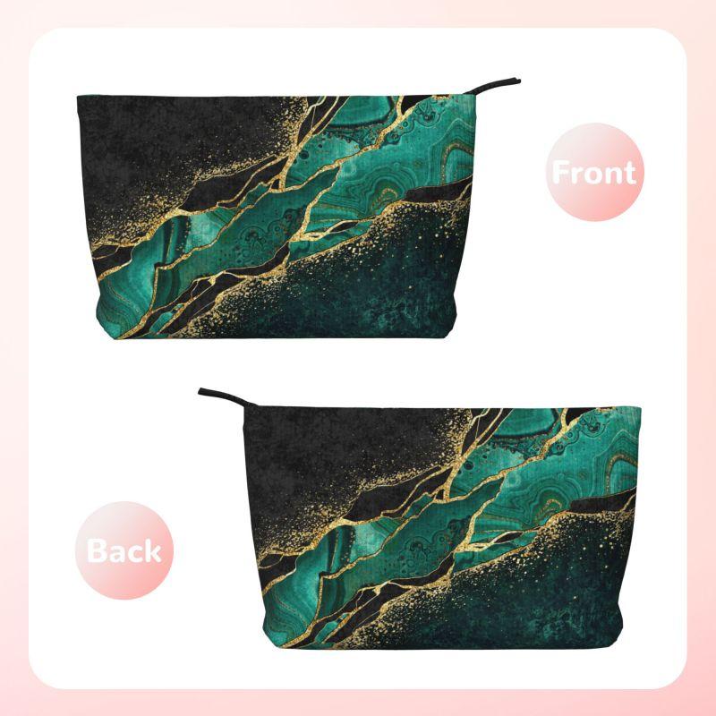 Green Gold Marble Print Toiletry Bag Women Travel Cosmetic Makeup Organizer Lady Portable Storage Dopp Kit Case