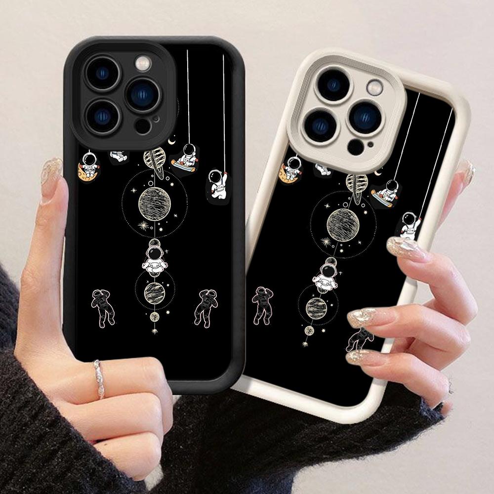 JT54 Astronauts Funny Aviation Swing Phone for iPhone 17 Pro Max Samsung S26 Ultra A17 A07 A56 Xiaomi 15T Redmi Note 14 Pro Plus Soft TPU Case Cover