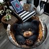 Bear Cub Round Area Rug,Carpet Rug for Living Room Bedroom Sofa Playroom Decor,Non-slip Floor Mat