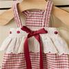 Pet Dog Cat Princess Dress With Hat Lace Bow Plaid Skirt Small Pets