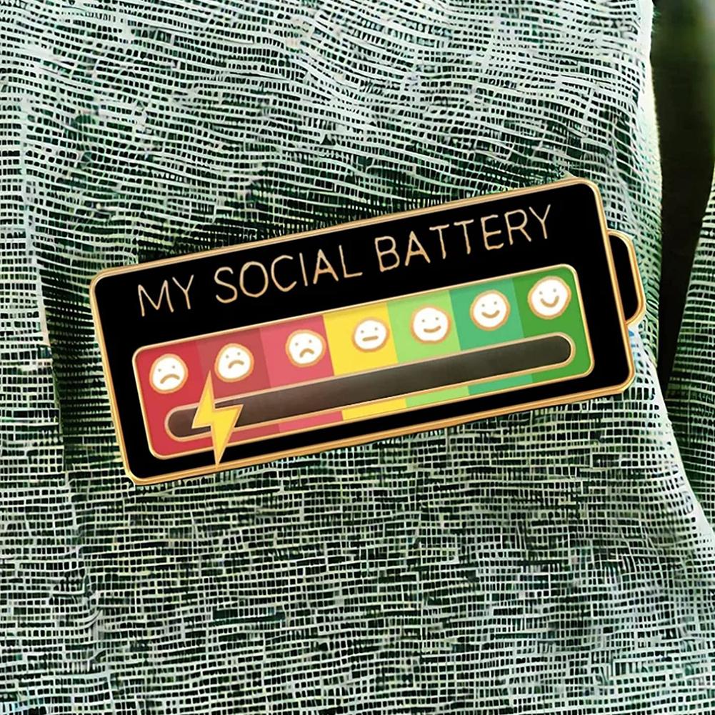 2pcs My Social Battery Pin Mood Change Brooch For 7 Days A Week Functional Aesthetic Brooch For Gifts