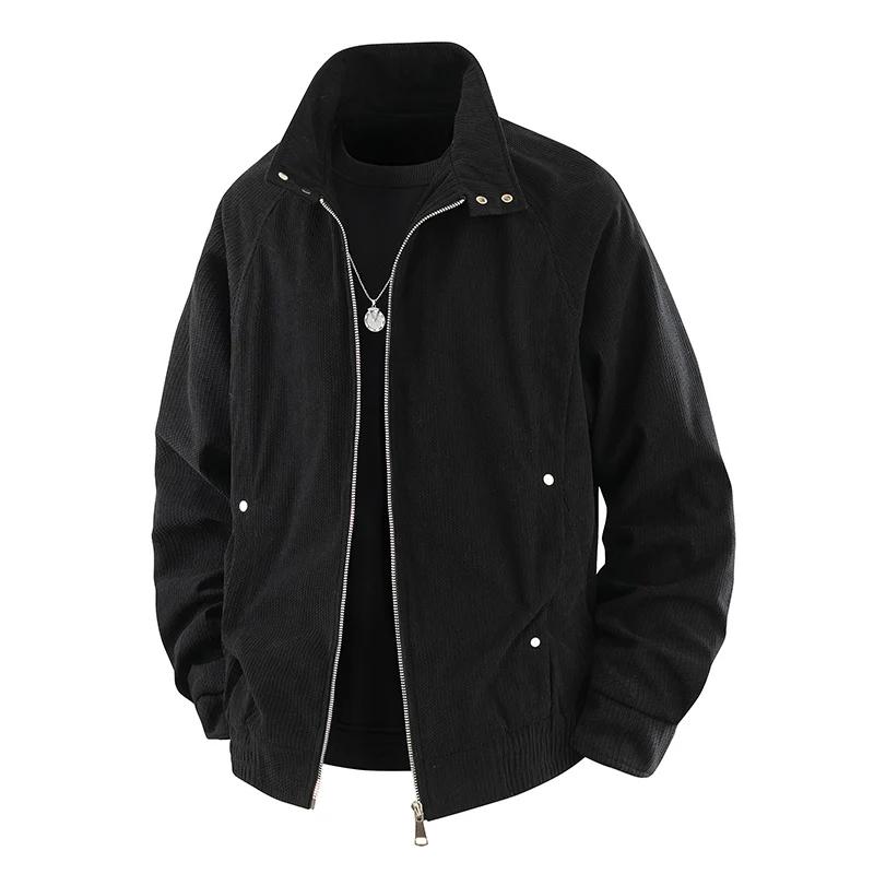 2026 Spring Autumn Men Corduroy Jackets Man Stand Collar Casual Soild Color Coats Man High Street Workwear Outerwear